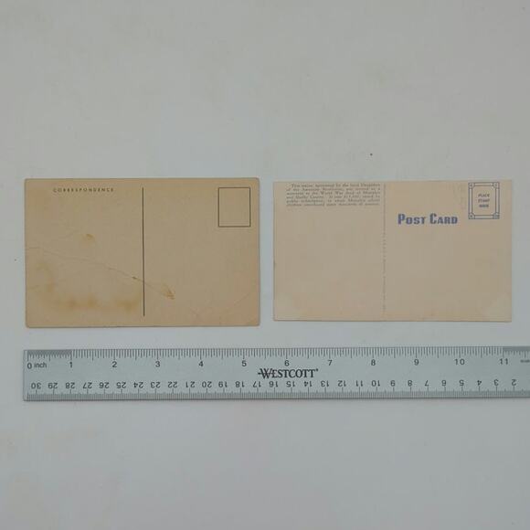 Vintage Lot of 2 Unused Post Cards Military Dough Boy Statue Memphis Red Cross - Picture 3 of 3